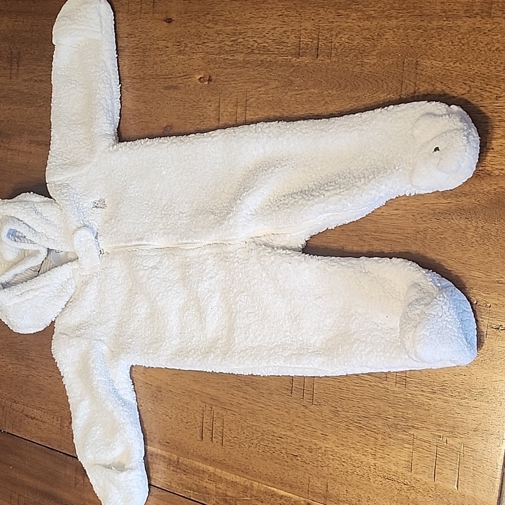 Carter's White Plush Hooded Baby One-Piece Jacket